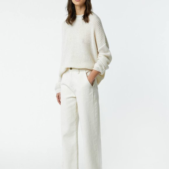 OAK + FORT straight leg white pant - Picture 2 of 3
